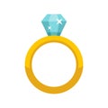 Luxury diamond ring icon, flat style Royalty Free Stock Photo