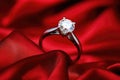 Luxury diamond ring isolated on white background on red background Royalty Free Stock Photo