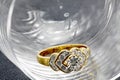 Luxury Diamond Wedding Ring in Glass Royalty Free Stock Photo