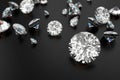 Luxury diamonds on black background Royalty Free Stock Photo