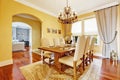 Luxury dining room with carved wood table