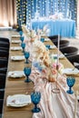 Luxury dinner Banquet in the restaurant. Beautiful and exquisite decoration of the wedding celebration. Banquet served Royalty Free Stock Photo