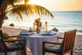 Luxury dinner beach. Generate Ai Royalty Free Stock Photo
