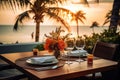 Luxury dinner beach romance. Generate Ai Royalty Free Stock Photo