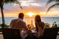 Luxury dinner beach tourism. Generate Ai Royalty Free Stock Photo