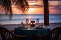 Luxury dinner beach view. Generate Ai Royalty Free Stock Photo