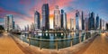 Luxury Dubai Marina canal and promenade in beautiful summer day,Dubai,United Arab Emirates Royalty Free Stock Photo