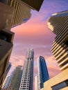 Luxury Dubai Marina skyscrapers on sunset sunrise Royalty Free Stock Photo