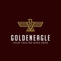 Luxury Eagle Hawk Falcon Bird Abstract Logo Design Vector Illustration Line Art Style Concept. Elegant Geometric Logotype Concept