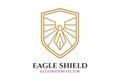 Luxury Eagle Hawk Falcon Shield Line Monogram Icon Symbol Illustration