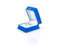 Luxury earrings in blue velvet jewelry box