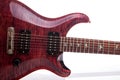 Luxury electric guitar. Expensive flame top wood grain electric