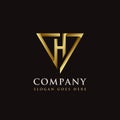 Luxury elegance triangle and letter H logo icon vector template