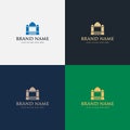 Luxury Elegant Arched Real Estate Business Palace Logo design vector template illustration. Arabic style architecture building Royalty Free Stock Photo