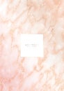 Luxury elegant background. Pink marble texture with gold veins and copy space with shiny borders. Modern premium template