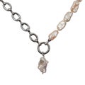 Luxury elegant baroque pearl necklace on white background