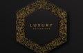 Luxury elegant 3d shape background with shimmering gold dotted pattern isolated on black