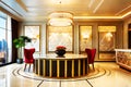 luxury elegant embossed interior modern hotel lobby reception mock up of the wall furniture