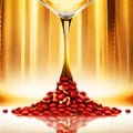 luxury elegant embossed soy milk pouring down with beans isolated natural red field golden mock up