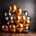 Luxury elegant gold metalic party balloons for festive celebration