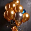 Luxury elegant gold metalic party balloons for festive celebration