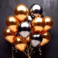 Luxury elegant gold metalic party balloons for festive celebration