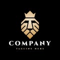 Luxury and elegant royal lion king crown logo design Royalty Free Stock Photo