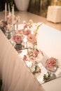 Luxury, elegant wedding reception table arrangement, floral centerpiece Royalty Free Stock Photo