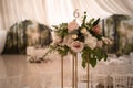 Luxury, elegant wedding reception table arrangement, floral centerpiece Royalty Free Stock Photo