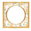 Luxury element for design. Golden frame with roses