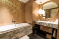 Luxury ensuite 5 star bathroom in bedroom Royalty Free Stock Photo