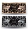 Luxury event elegant cards with floral design elements and vintage frame.