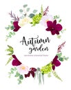 Luxury fall flowers vector design round banner frame. Royalty Free Stock Photo