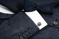 Luxury fashion men`s cufflinks. accessories for tuxedo, butterfly, tie. Royalty Free Stock Photo
