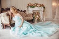 Luxury fashion pregnant blond woman in a wedding dress. Wedding Royalty Free Stock Photo