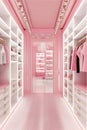 luxury fashionable doll like interior. Dressing room in pink colors. Wardrobe-room. Royalty Free Stock Photo