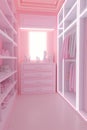 luxury fashionable doll like interior. Dressing room in pink colors. Wardrobe-room. Royalty Free Stock Photo