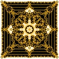 Luxury Fashional Pattern with Baroque and Golden Chains on Black and White Background.  Silk Scarf Jewelry Shawl Design. Ready for Royalty Free Stock Photo