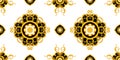 Luxury Fashional Pattern with Golden Baroque on White Background.  Silk Scarf Jewelry Shawl Design. Ready for Textile Prints. Royalty Free Stock Photo