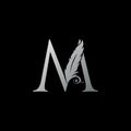 Luxury Feather Letter M logo Icon. Monogram design concept for law, lawyer, legal officer, firm, notary