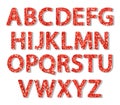 Luxury festive Red glitter sparkling alphabet letters