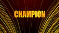 Luxury Festive Yellow Red Orange Shiny Champion Lettering With Curved Magic Comet Trail Sparkling Particles