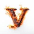 Luxury Fire Text Effect: V Letter In 3d With Expressionist Emotionality