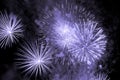 Luxury fireworks event sky show with purple big bang stars