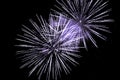 Luxury fireworks event sky show with purple big bang stars