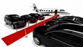 Luxury Fleet with a red carpet and a private jet Royalty Free Stock Photo