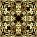 Luxury floral 3d vector seamless pattern. Geometric ornamental greek background. Modern abstract surface repeat backdrop Royalty Free Stock Photo