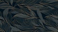 Luxury floral pattern with hand drawn leaves. Elegant astract background in minimalistic linear style