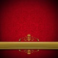 Luxury Floral Red and Gold Velvet Background Royalty Free Stock Photo