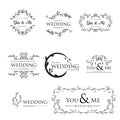 Luxury Floral wedding logo collection vector illustration